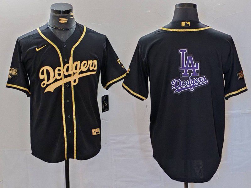 Men Los Angeles Dodgers Blank Black gold Fashion Nike Game MLB Jersey style 7068